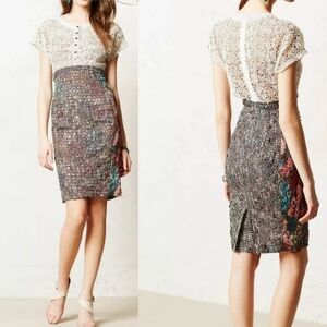 Anthropologie Beguile By Byron Lars Lace Dress Colorful Floral Smocked Fitted 0